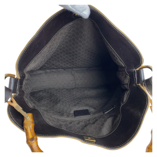 GUCCI Shoulder Bag 1.4095 Canvas, Leather Beige Gold Metal Hobo Shoulder Bag Handbag Shelly Line Bamboo Women Used Authentic