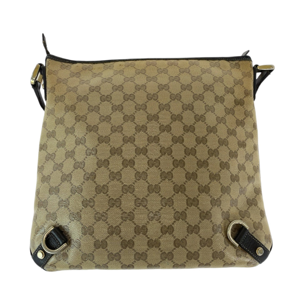 GUCCI Shoulder Bag 268642 GG Supreme Canvas Beige Brown Gold Metal Shoulder Bag Crossbody Messenger Bag GG crystal Women Used Authentic