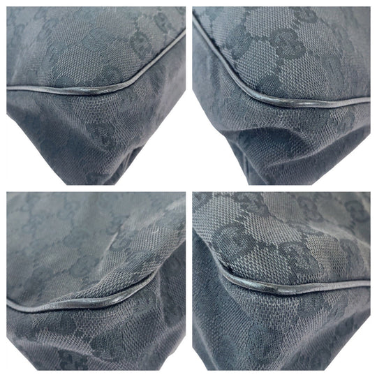GUCCI Tote Bag 121023 GG canvas, leather Black SilverMetal Tote Bag Shoulder Bag Women Used Authentic