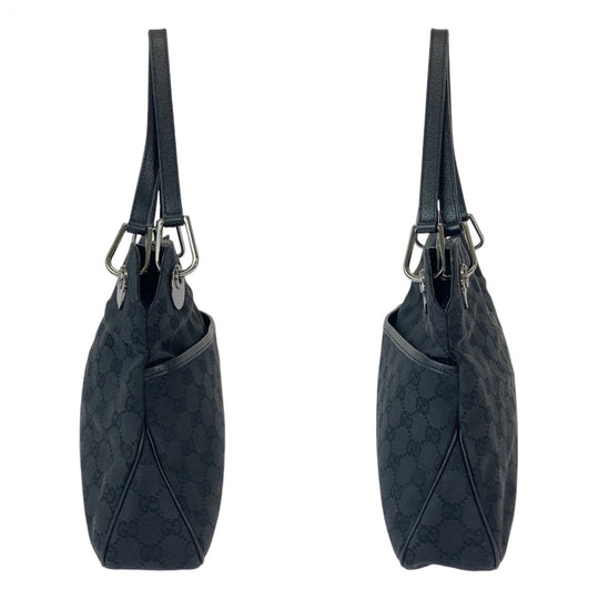 GUCCI Tote Bag 121023 GG canvas, leather Black SilverMetal Tote Bag Shoulder Bag Women Used Authentic
