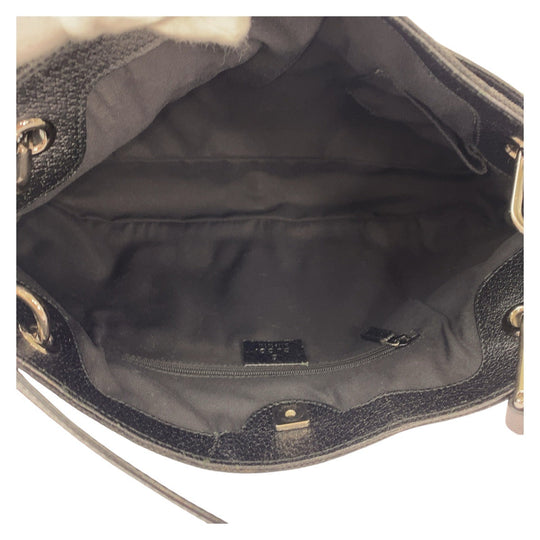 GUCCI Tote Bag 121023 GG canvas, leather Black SilverMetal Tote Bag Shoulder Bag Women Used Authentic