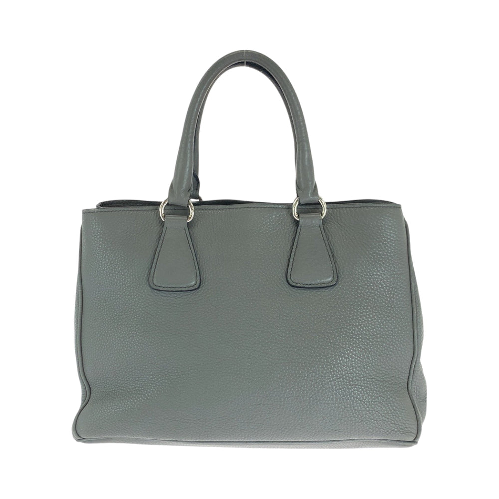 PRADA Shoulder Bag BN2579 leather Grey SilverMetal Shoulder Bag Tote Bag Handbag 2way Vitterodino logo Women Used Authentic