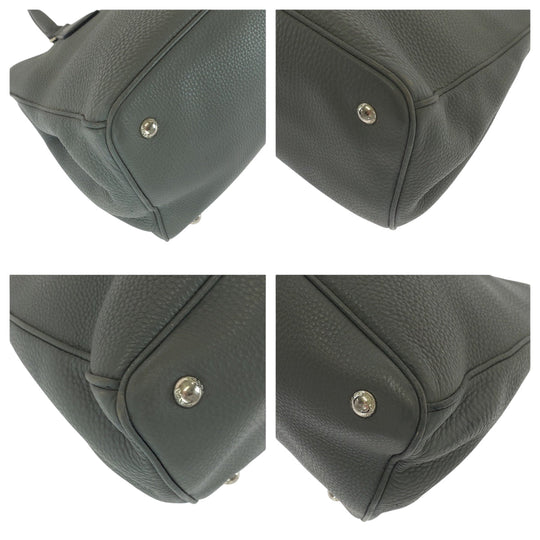 PRADA Shoulder Bag BN2579 leather Grey SilverMetal Shoulder Bag Tote Bag Handbag 2way Vitterodino logo Women Used Authentic