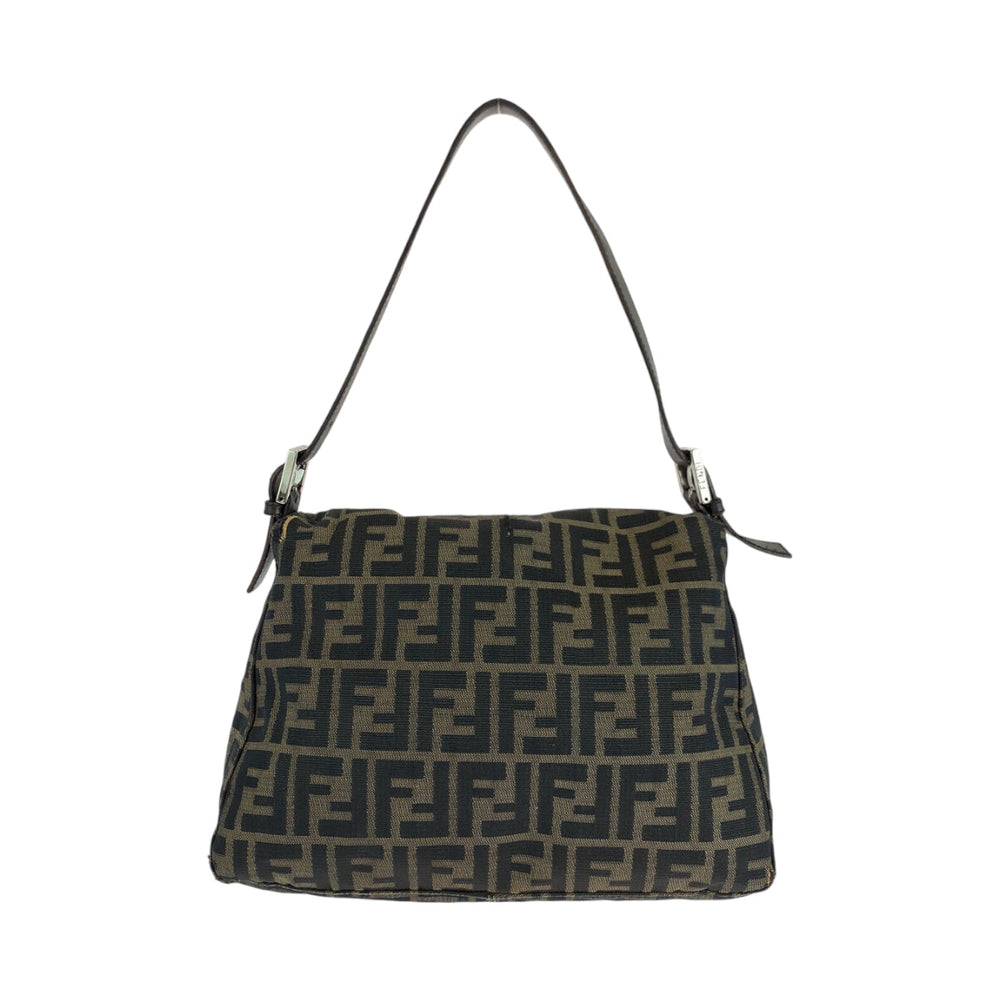 FENDI Shoulder Bag canvas Brown Silver Metal Shoulder Bag Shoulder Bag Zucca Mamma Bucket Women Used Authentic