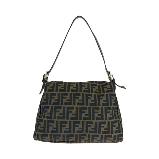 FENDI Shoulder Bag canvas Brown Silver Metal Shoulder Bag Shoulder Bag Zucca Mamma Bucket Women Used Authentic