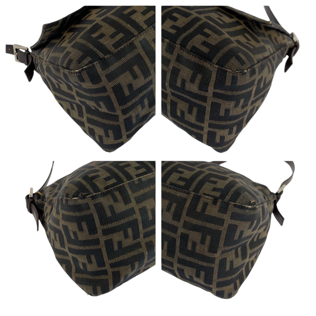 FENDI Shoulder Bag canvas Brown Silver Metal Shoulder Bag Shoulder Bag Zucca Mamma Bucket Women Used Authentic
