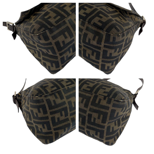 FENDI Shoulder Bag canvas Brown Silver Metal Shoulder Bag Shoulder Bag Zucca Mamma Bucket Women Used Authentic
