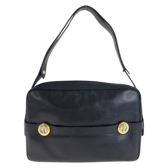 Dior Shoulder Bag leather Black GoldMetal Women Used Authentic