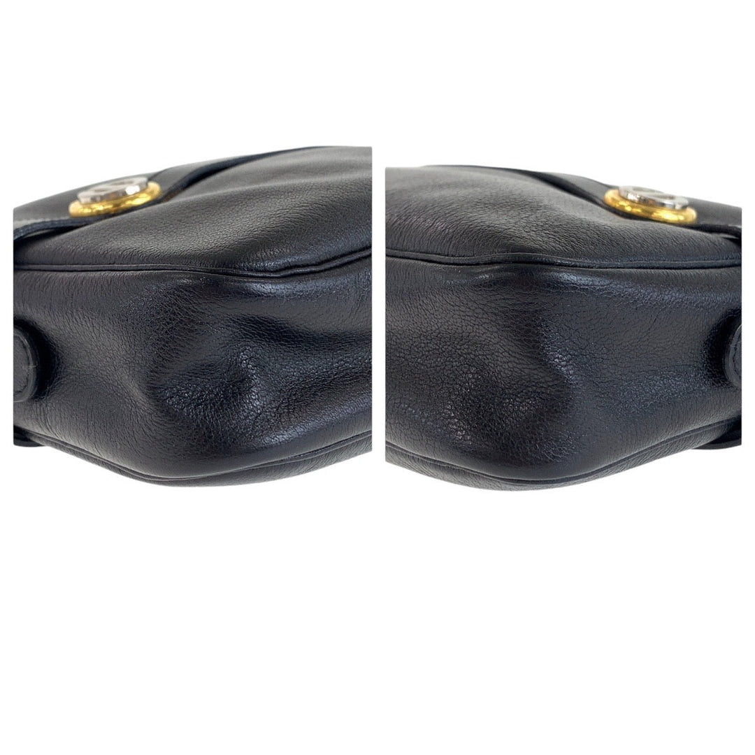 Dior Shoulder Bag leather Black GoldMetal Women Used Authentic