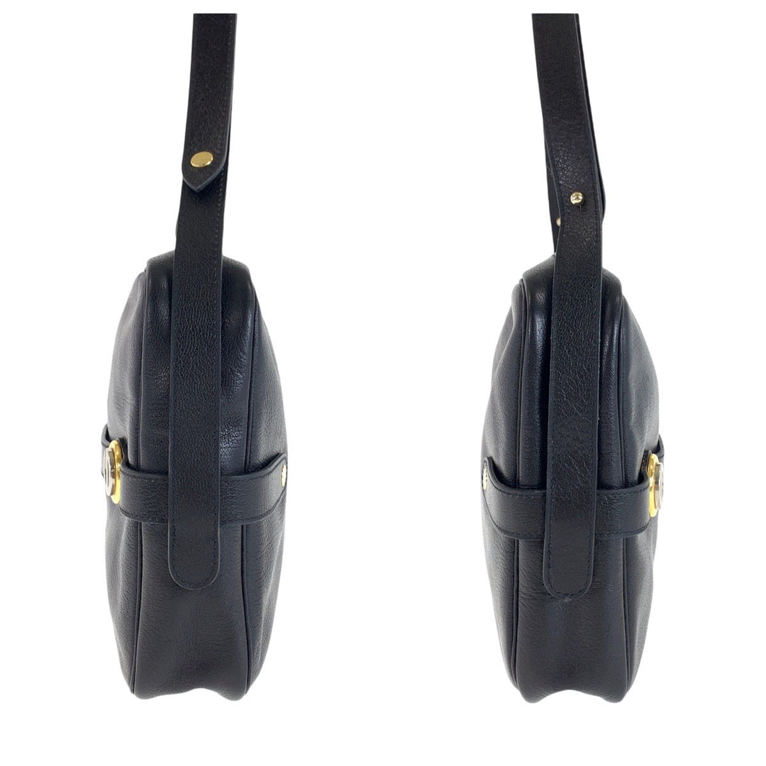 Dior Shoulder Bag leather Black GoldMetal Women Used Authentic