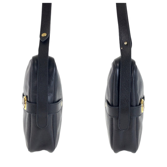 Dior Shoulder Bag leather Black GoldMetal Women Used Authentic