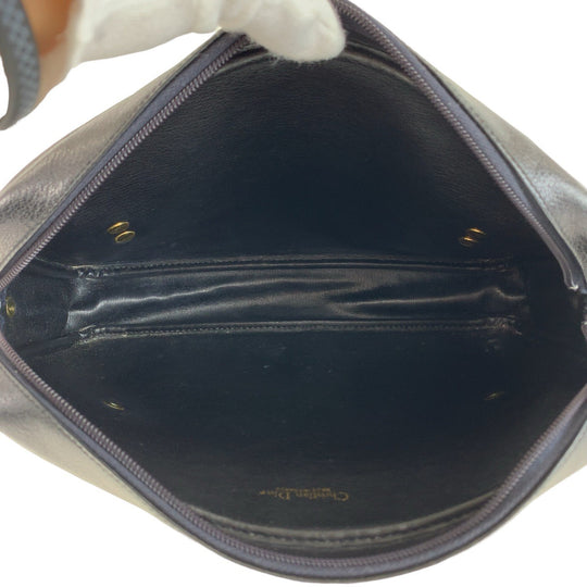 Dior Shoulder Bag leather Black GoldMetal Women Used Authentic
