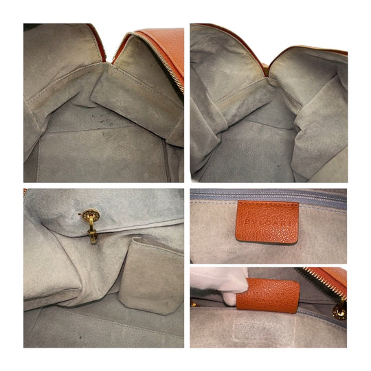BVLGARI Handbag leather Brown Gold Metal Handbag Boston Duffel bag BVLGARI BVLGARI TURNLOCK Women Used Authentic