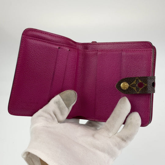 LOUIS VUITTON Bifold Wallet M95188 leather Brown Pink Gold Metal Folding wallet Compact wallet Monogram Perfo Fuchsia Compact zip Women Used Authentic