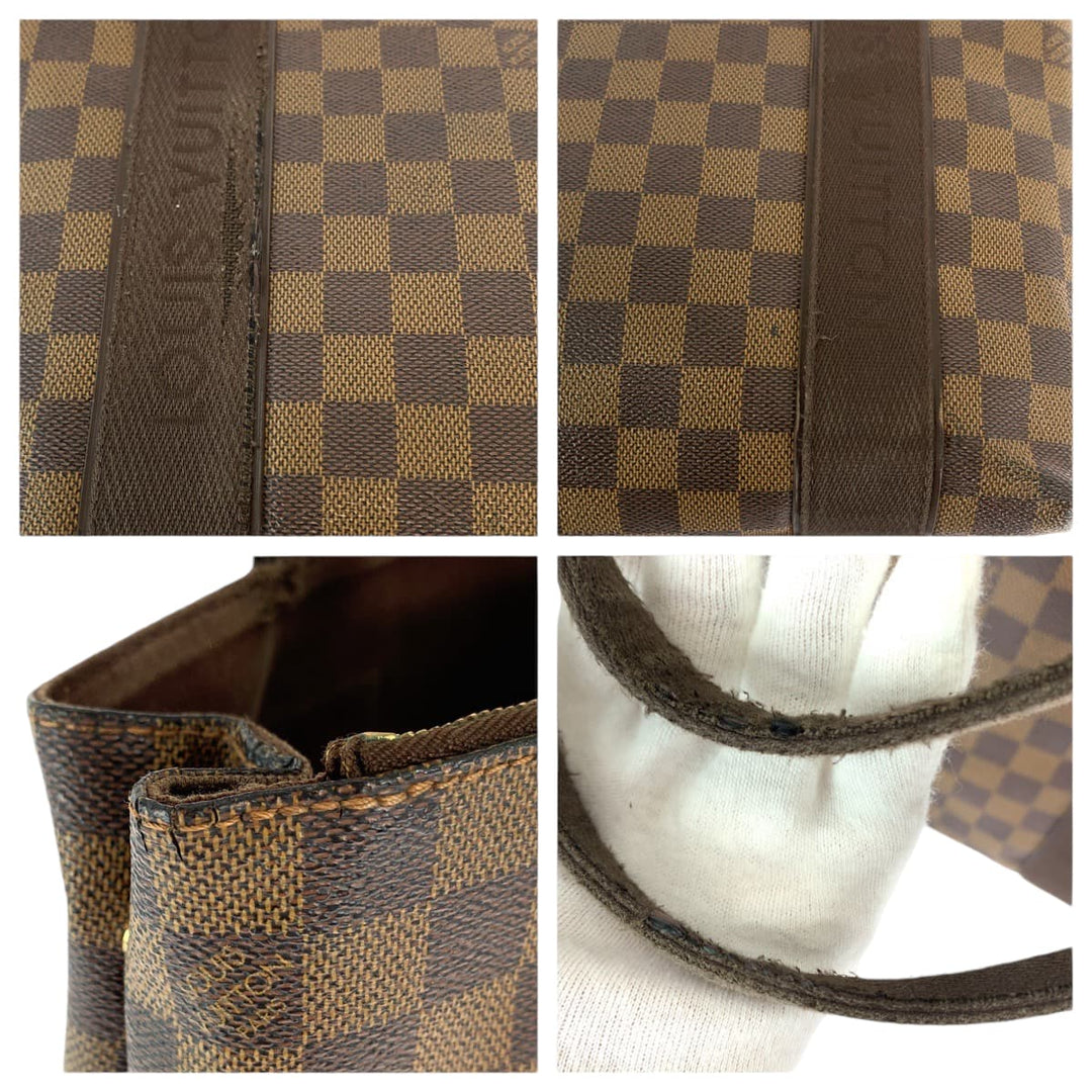 LOUIS VUITTON Tote Bag N52006 PVC Brown Gold Metal Tote Bag Business Bag Shoulder Bag Damier Ebene Kabbabobur mens Used Authentic