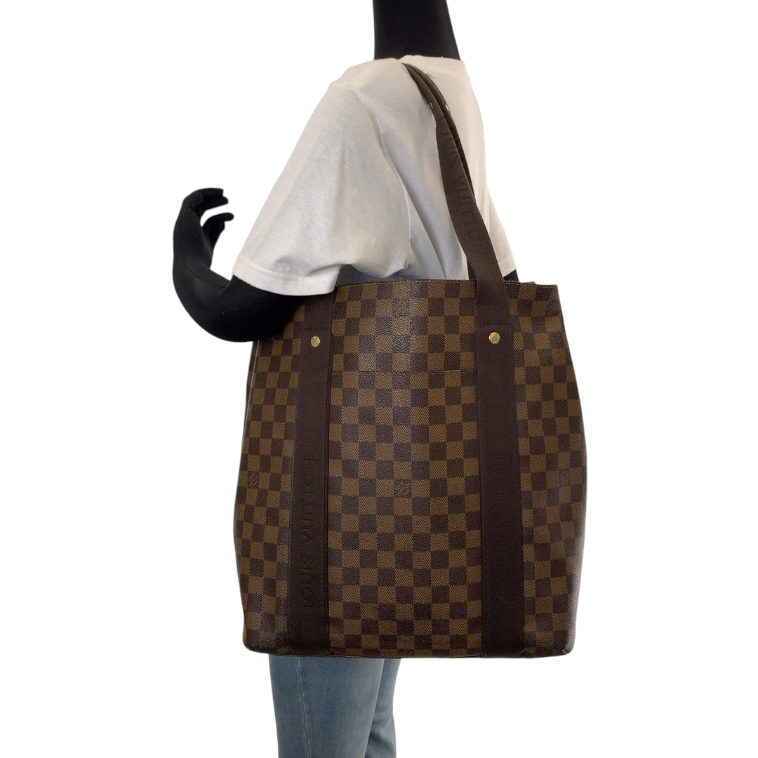 LOUIS VUITTON Tote Bag N52006 PVC Brown Gold Metal Tote Bag Business Bag Shoulder Bag Damier Ebene Kabbabobur mens Used Authentic