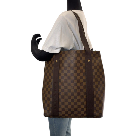 LOUIS VUITTON Tote Bag N52006 PVC Brown Gold Metal Tote Bag Business Bag Shoulder Bag Damier Ebene Kabbabobur mens Used Authentic