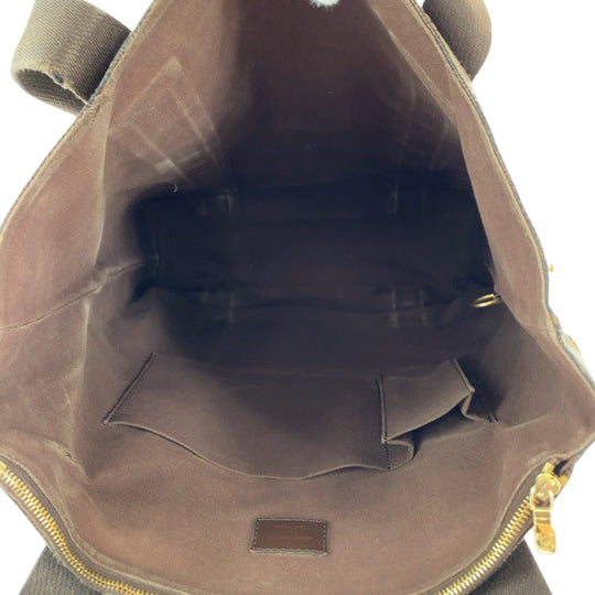 LOUIS VUITTON Tote Bag N52006 PVC Brown Gold Metal Tote Bag Business Bag Shoulder Bag Damier Ebene Kabbabobur mens Used Authentic
