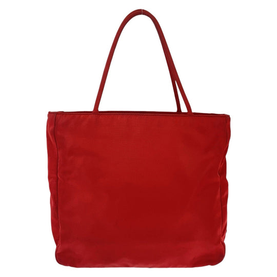 PRADA Tote Bag Nylon Red Tote Bag handbag Test Triangle With logo Women Used Authentic