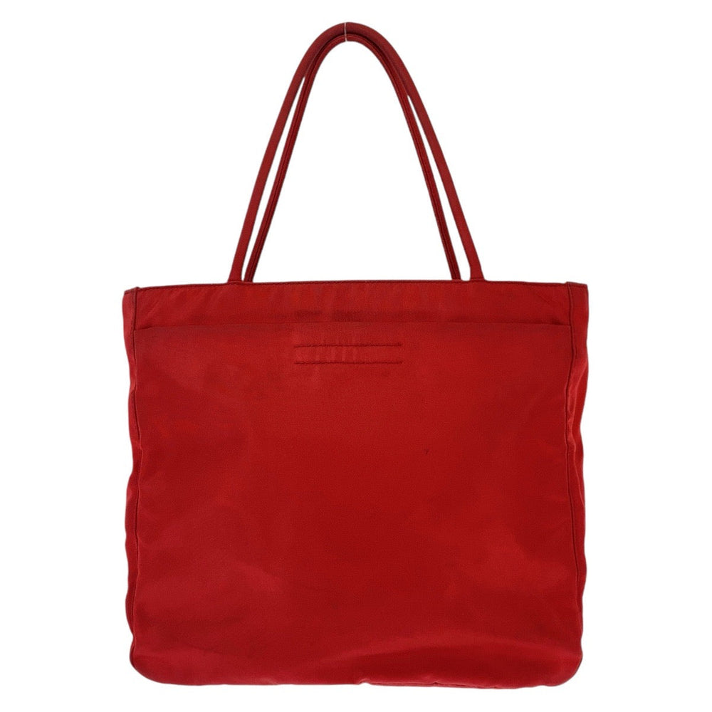 PRADA Tote Bag Nylon Red Tote Bag handbag Test Triangle With logo Women Used Authentic