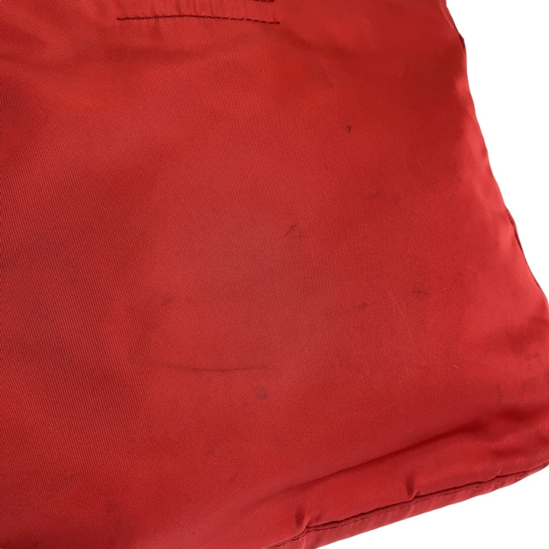 PRADA Tote Bag Nylon Red Tote Bag handbag Test Triangle With logo Women Used Authentic