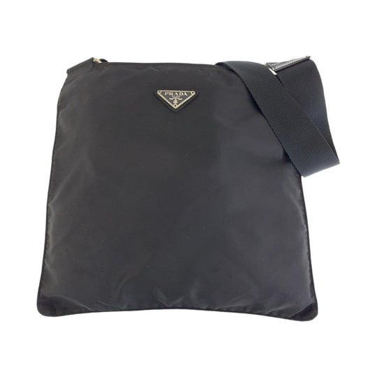PRADA Shoulder Bag Nylon Black SilverMetal Shoulder Bag Messenger bag Test Triangle With logo mens Used Authentic