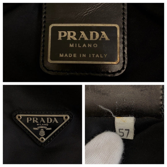 PRADA Shoulder Bag Nylon Black SilverMetal Shoulder Bag Messenger bag Test Triangle With logo mens Used Authentic