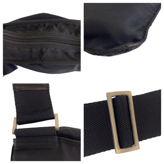 PRADA Shoulder Bag Nylon Black SilverMetal Shoulder Bag Messenger bag Test Triangle With logo mens Used Authentic
