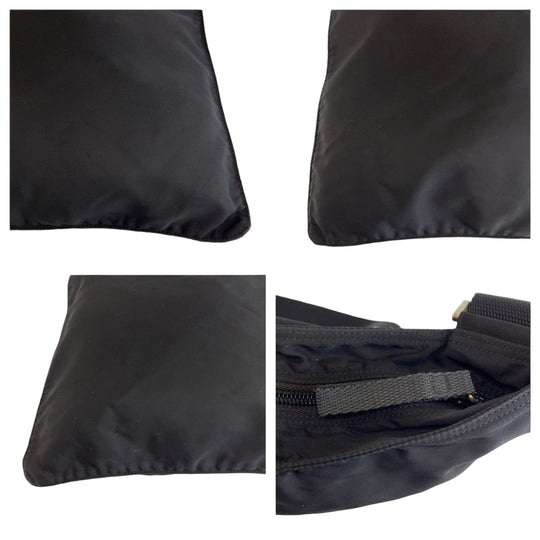 PRADA Shoulder Bag Nylon Black SilverMetal Shoulder Bag Messenger bag Test Triangle With logo mens Used Authentic