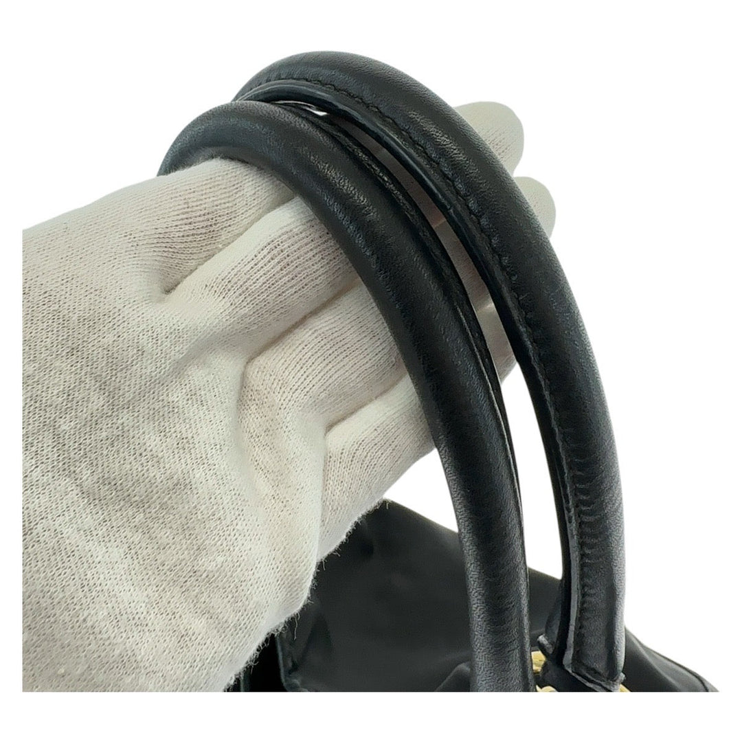 PRADA Tote Bag Nylon, Leather Black GoldMetal Tote Bag Shoulder Bag Handbag Women Used Authentic