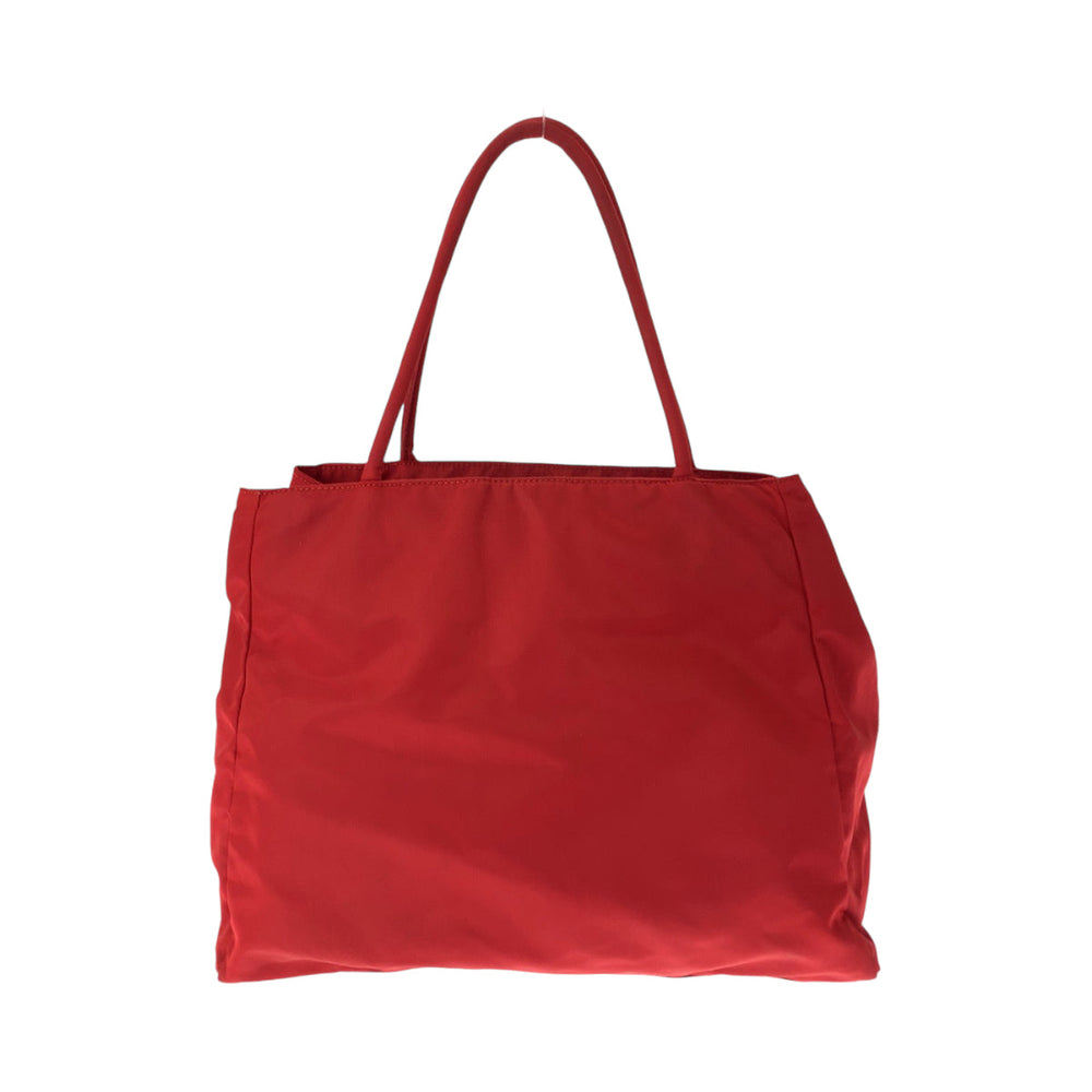 PRADA Tote Bag B3864 Nylon Red Tote Bag Shoulder Bag Test Triangle With logo Women Used Authentic