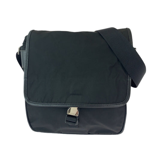PRADA Shoulder Bag Nylon Black SilverMetal Shoulder Bag pochette Test Triangle With logo mens Used Authentic