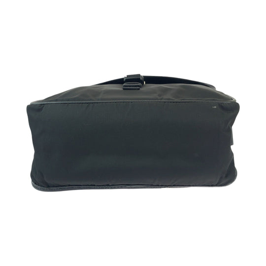 PRADA Shoulder Bag Nylon Black SilverMetal Shoulder Bag pochette Test Triangle With logo mens Used Authentic