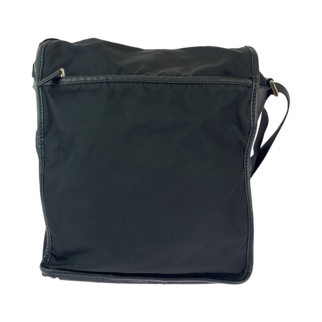 PRADA Shoulder Bag Nylon Black SilverMetal Shoulder Bag pochette Test Triangle With logo mens Used Authentic