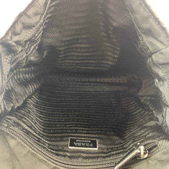 PRADA Shoulder Bag Nylon Black SilverMetal Shoulder Bag pochette Test Triangle With logo mens Used Authentic