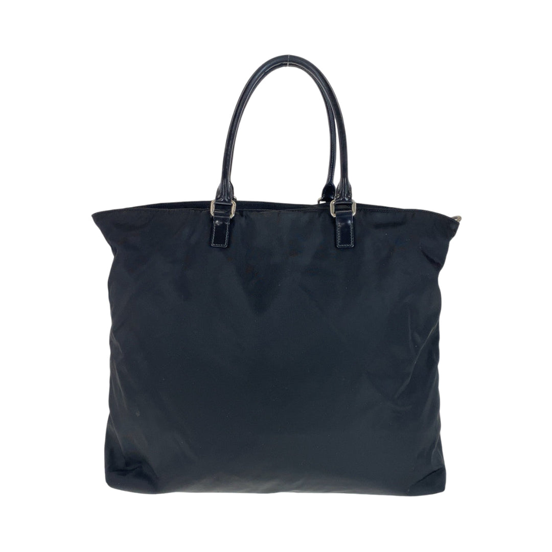 PRADA Tote Bag BN1105 Nylon Black SilverMetal Tote Bag Shoulder Bag 2way Test Logo embossed Women Used Authentic