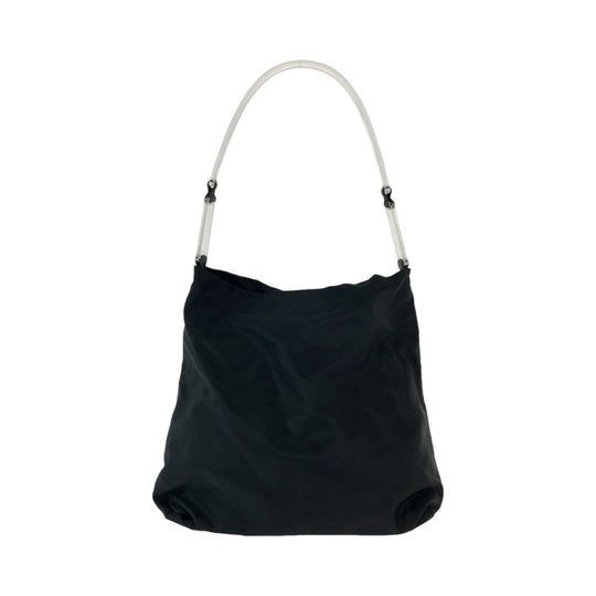 PRADA Shoulder Bag Nylon Black Clear One Shoulder Bag Test Triangle With logo plastic handle Women Used Authentic