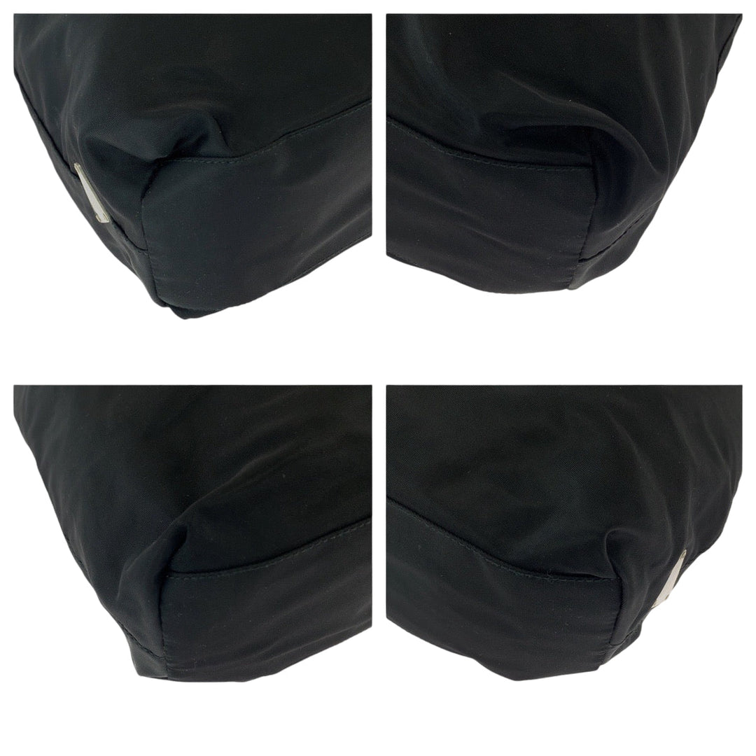 PRADA Shoulder Bag Nylon Black Clear One Shoulder Bag Test Triangle With logo plastic handle Women Used Authentic