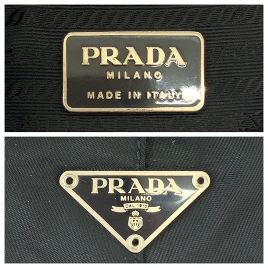 PRADA Shoulder Bag Nylon Black Clear One Shoulder Bag Test Triangle With logo plastic handle Women Used Authentic