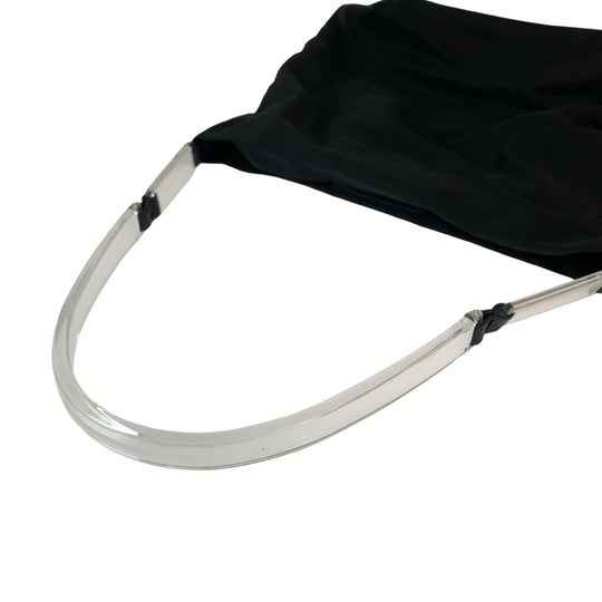 PRADA Shoulder Bag Nylon Black Clear One Shoulder Bag Test Triangle With logo plastic handle Women Used Authentic