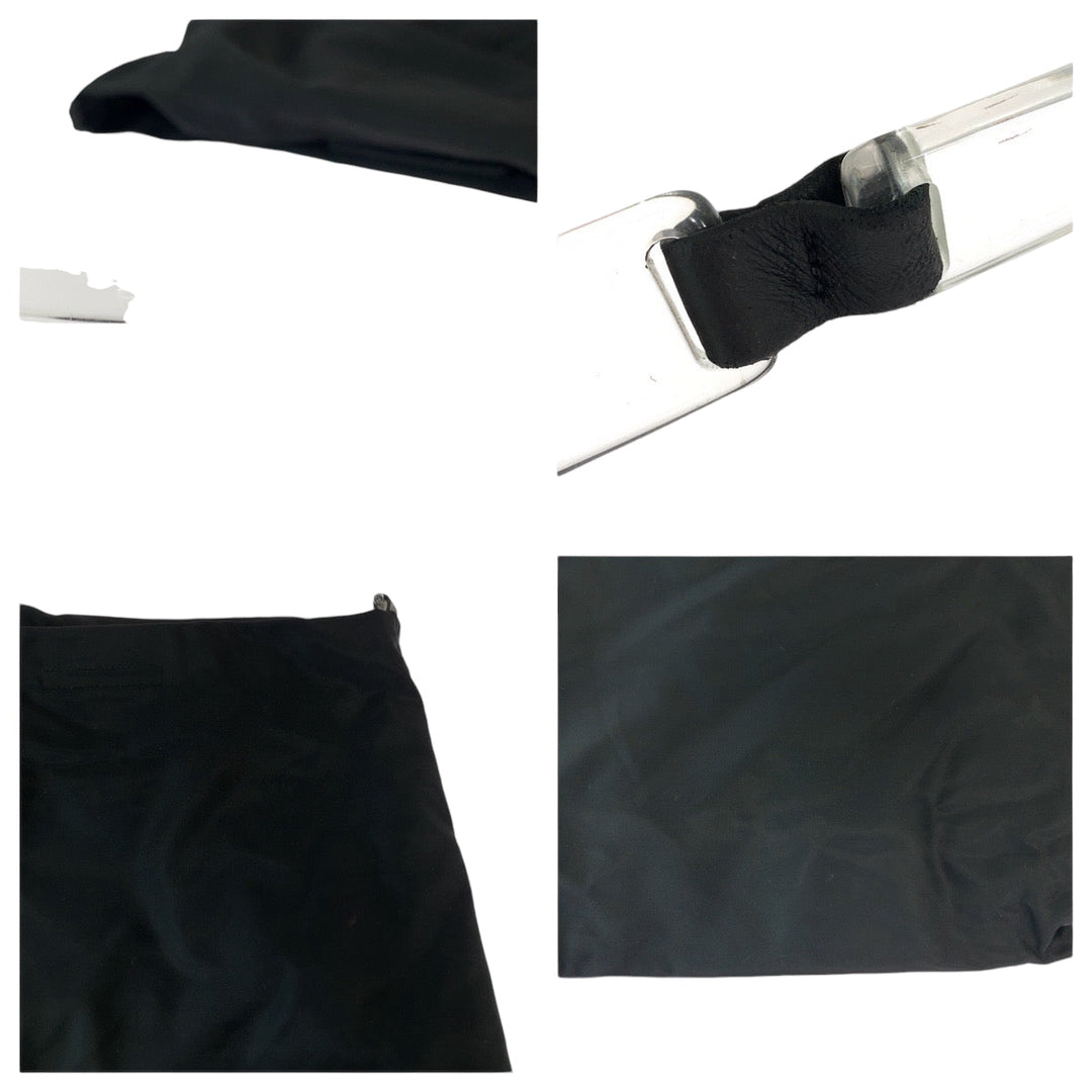 PRADA Shoulder Bag Nylon Black Clear One Shoulder Bag Test Triangle With logo plastic handle Women Used Authentic