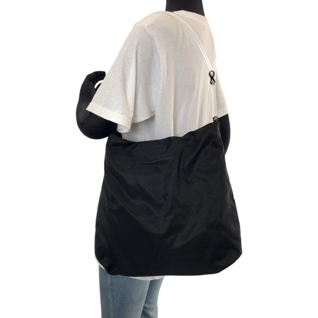 PRADA Shoulder Bag Nylon Black Clear One Shoulder Bag Test Triangle With logo plastic handle Women Used Authentic