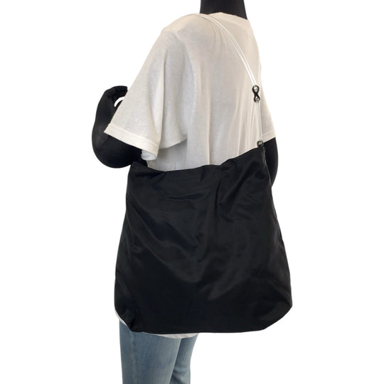 PRADA Shoulder Bag Nylon Black Clear One Shoulder Bag Test Triangle With logo plastic handle Women Used Authentic