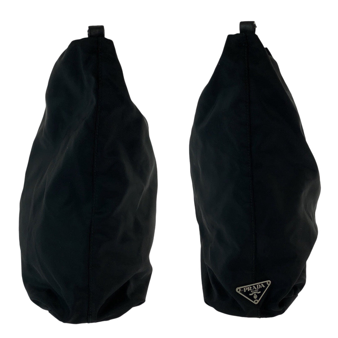 PRADA Shoulder Bag Nylon Black Clear One Shoulder Bag Test Triangle With logo plastic handle Women Used Authentic