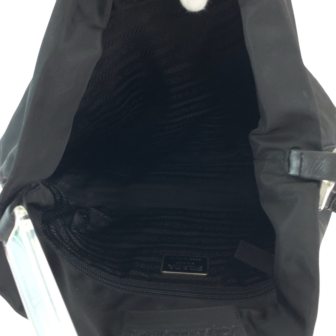 PRADA Shoulder Bag Nylon Black Clear One Shoulder Bag Test Triangle With logo plastic handle Women Used Authentic