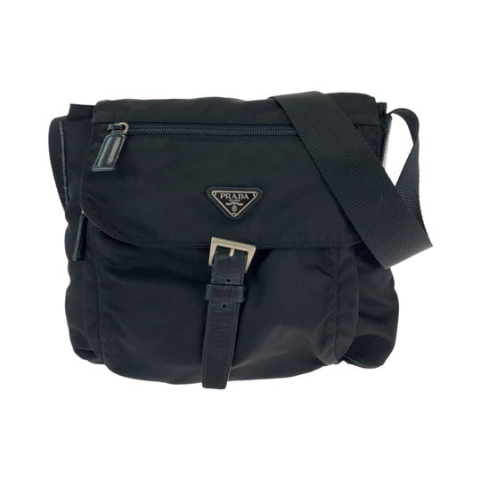 PRADA Shoulder Bag BT8994 Nylon Black SilverMetal Shoulder Bag Messenger bag Test Triangle With logo Women Used Authentic