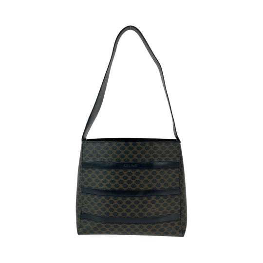 CELINE Shoulder Bag MC97 PVC Brown black Shoulder Bag Macadam Pattern Women Used Authentic