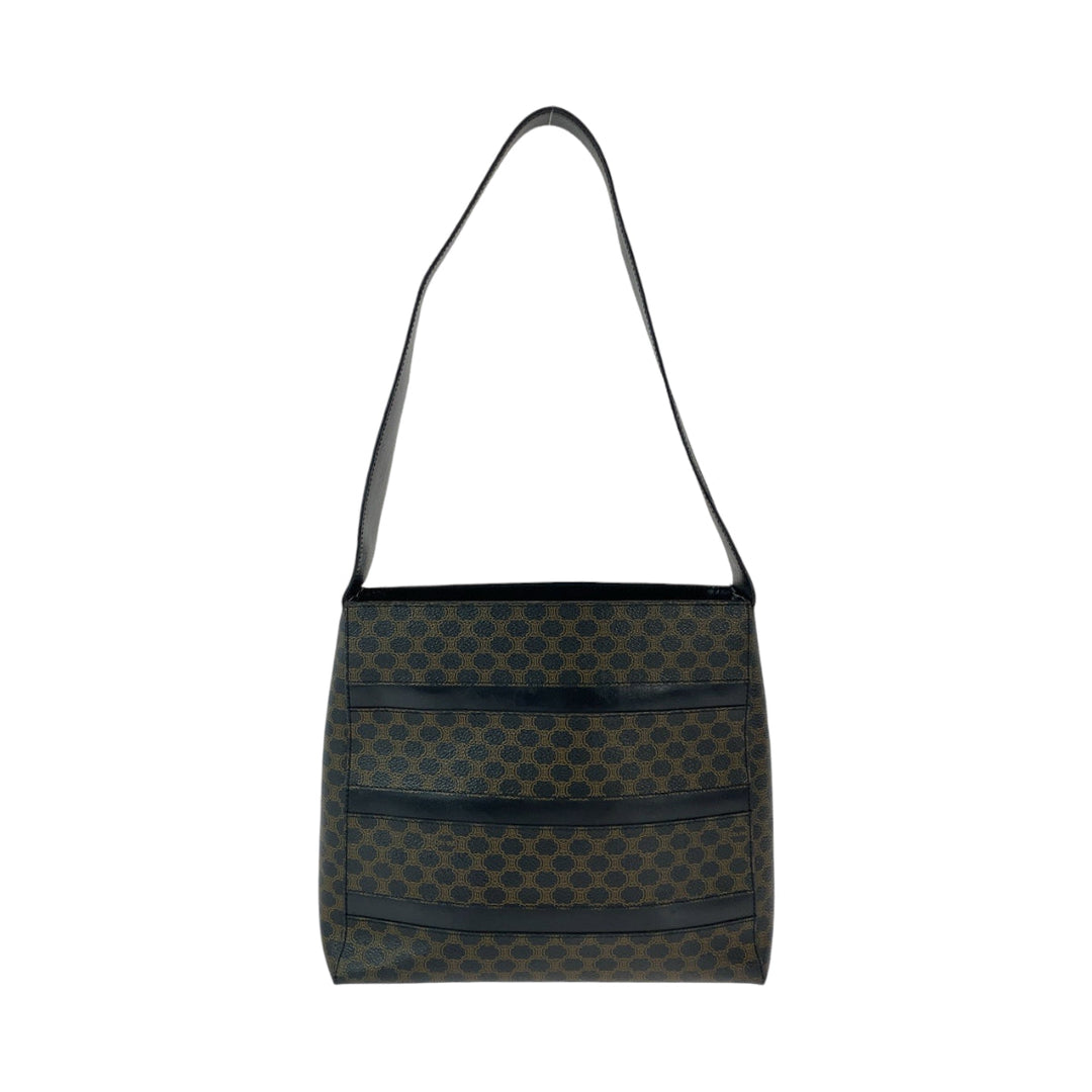 CELINE Shoulder Bag MC97 PVC Brown black Shoulder Bag Macadam Pattern Women Used Authentic