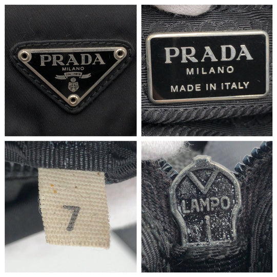 PRADA Shoulder Bag Nylon Black black Shoulder back pochette Test Triangular logo Women Used Authentic
