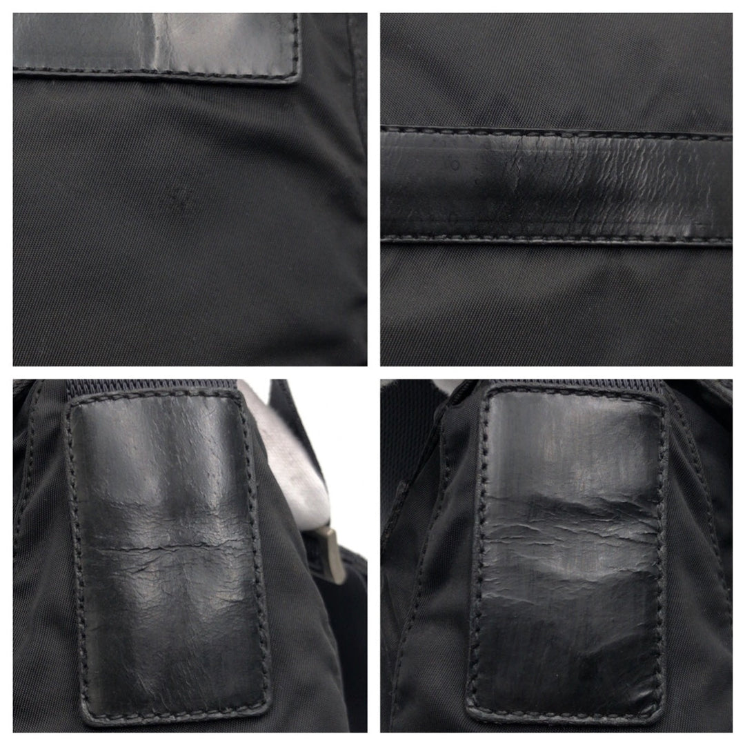 PRADA Shoulder Bag Nylon Black black Shoulder back pochette Test Triangular logo Women Used Authentic